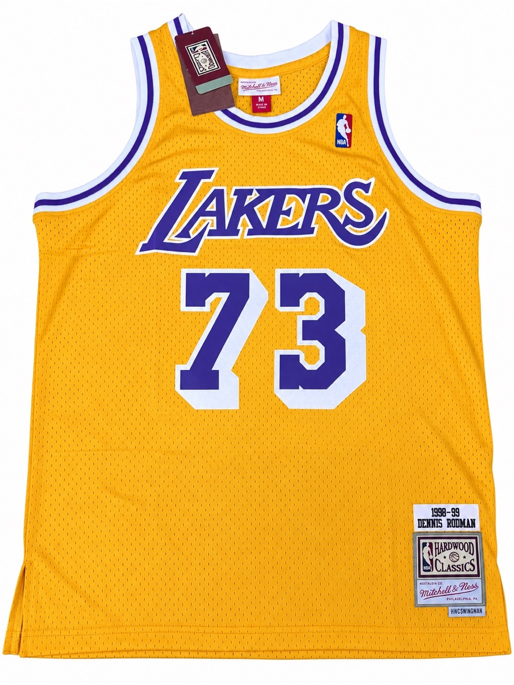 Mitchell & Ness Dennis Rodman Lakers 73 Swingman Jersey Gold Medium